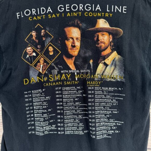 Florida Georgia Line Can't Say I Ain't Country 2019 Tour Shirt Adult L Black - Picture 4 of 8